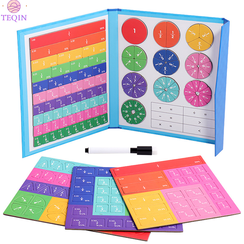 TEQIN new！Magnetic Fractions Activities Class Set Magnetic Fraction Tiles Circles Learing Math Toys Teaching Aids