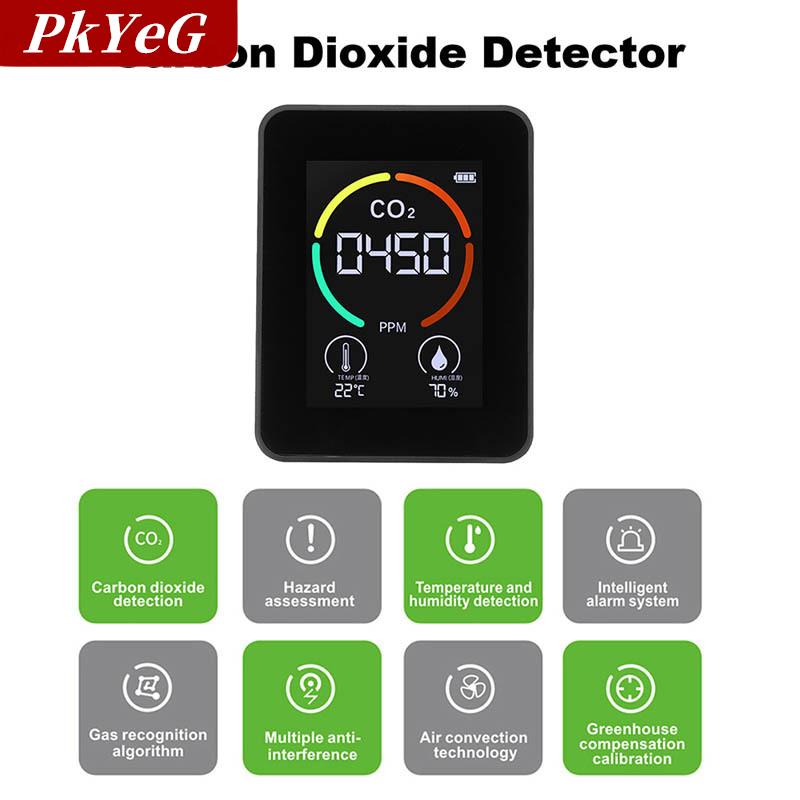 [COD] PkYeG เครื่องวัด CO2 5in1แบบดิจิตอล, เครื่องวัดความชื้นในอากาศเครื่องทดสอบคุณภาพก๊าซคาร์บอนไดออกไซด์ ราคา 263 บาท*ส่งฟรี