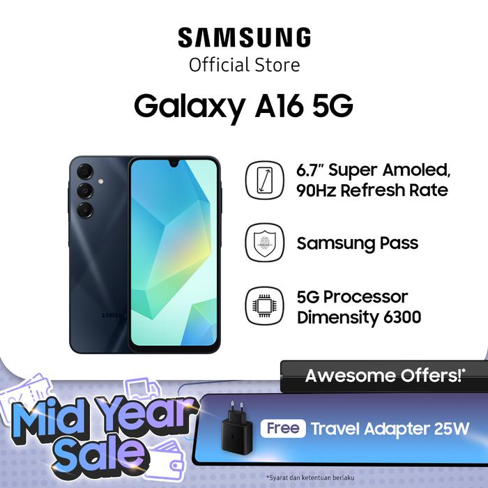 PROMO AGUSTUS Samsung Galaxy A16 5G 8/256GB - Black. Giá 3,419,100 Đồng*Miễn phí vận chuyển