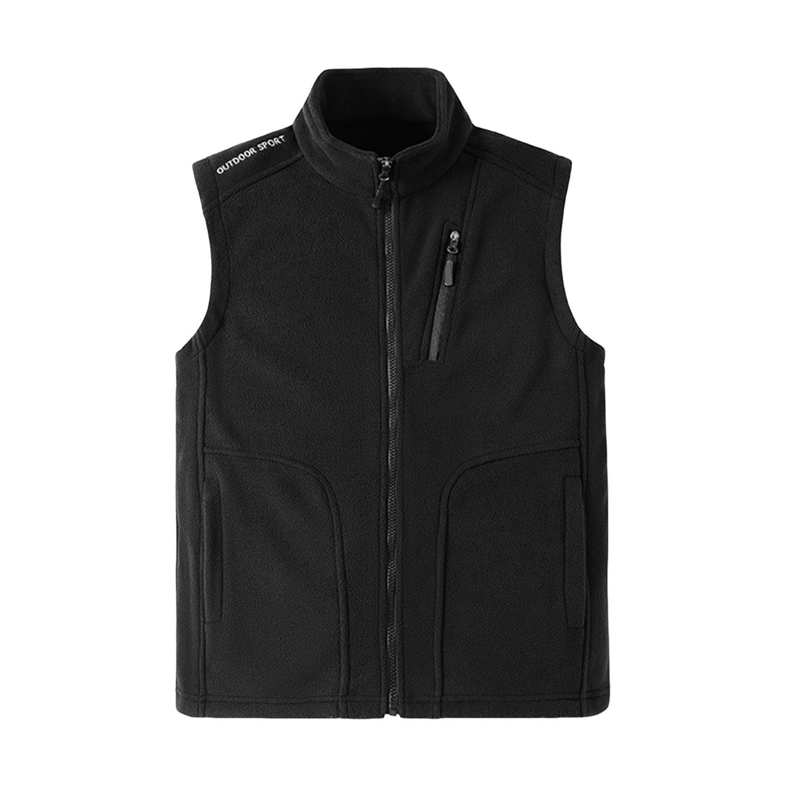 Meek fantisia áo vest sát nách đa năng không tay đứng lên áo cổ nam cực Áo ghi-lê lông cừu với túi có khóa kéo áo khoác không tay ấm cho các hoạt động ngoài trời áo cách nhiệt nhẹ cho nam