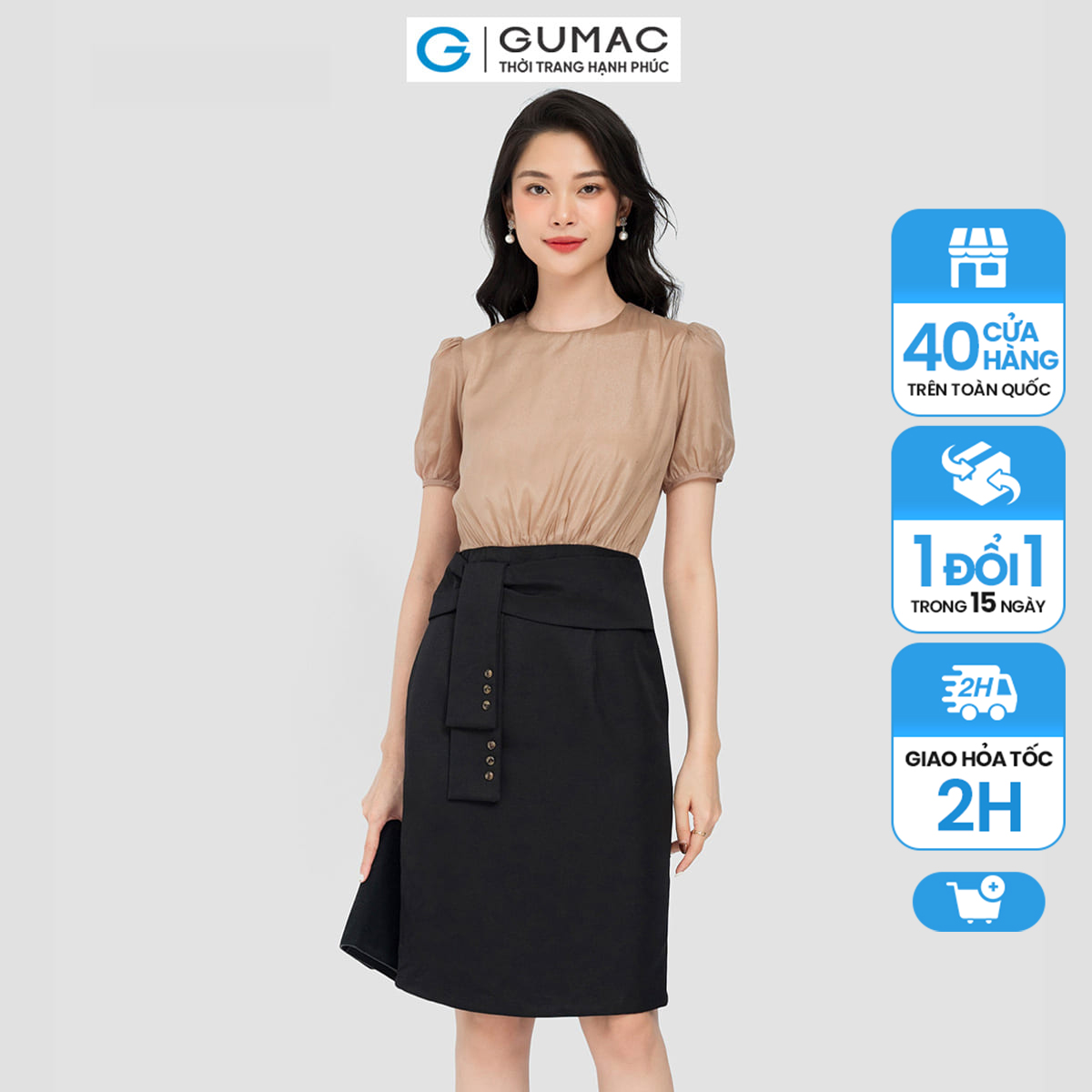 Đầm bút chì gumac, đầm bút chì phối voan dc08056
