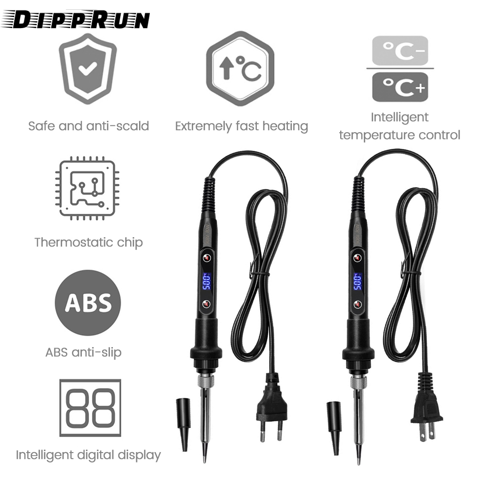 Dipprun Tay Hàn Điều Chỉnh Nhiệt Độ 80W Màn hình LED kỹ thuật số Mỏ hàn Thích hợp cho kim loại, trang sức, sửa chữa thiết bị điện, DIY
