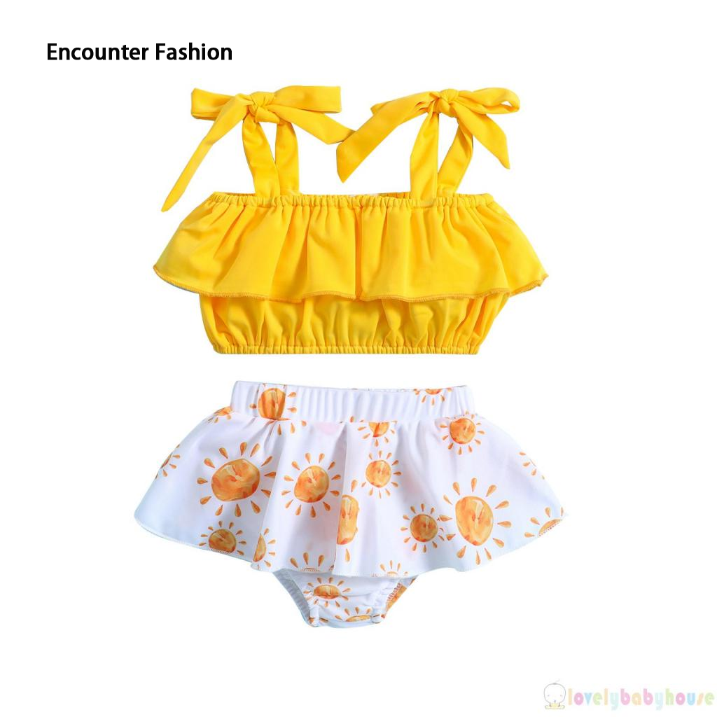VOCKOO Swimming Two Piece Croptop + Trousers Shame Tutu Cute for Girls 0-3 Ages ราคา 219 บาท*ส่งฟรี