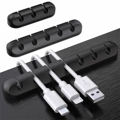 3 Pack Cable Holder Clips Cable Management Cord Organizer Clips Silicone Self Adhesive USB Charging Cable Organizer