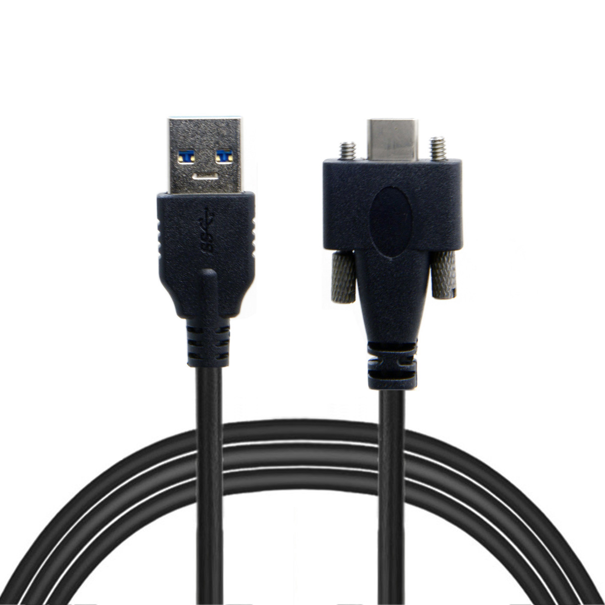 Cáp Chuyển Đổi USB 3.1 Type-C Sang USB 3.0 Dài 5M Với Chip | Dành Cho iPhone 15 Và Máy Ảnh | Có Khóa Vít Cố Định | Chiều Dài 1.2M - 8M - Màu Đen