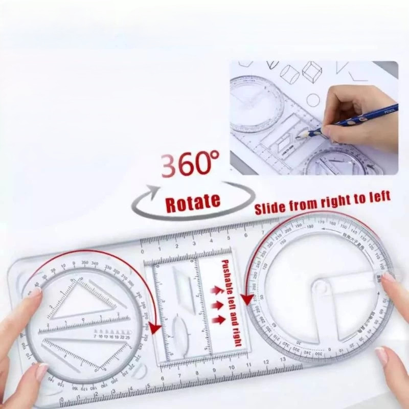 Penggaris Geometri Multifungsi untuk Menggambar dan Mengukur