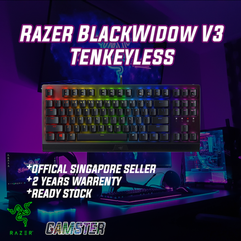 Razer BlackWidow V3 Tenkeyless - Mechanical Gaming Keyboard (Green Switch) | FREE DELIVERY | Compact Gaming Keyboard Singapore