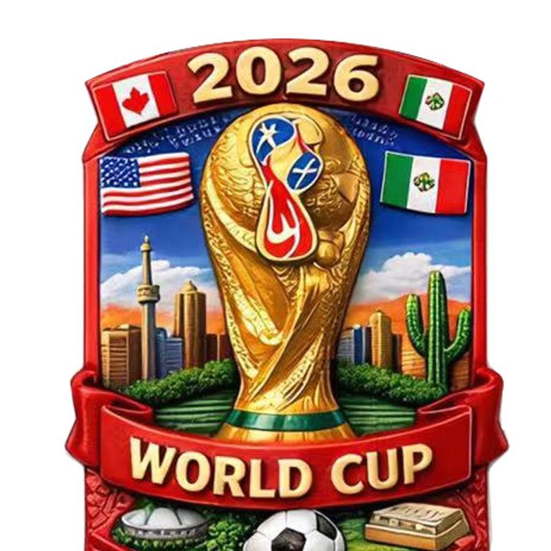 SEA JJT Tấm nam châm kỷ niệm World Cup 2026 Mỹ Canada Mexico làm từ nhựa tổng hợp quà lưu niệm cho người hâm mộ bóng đá