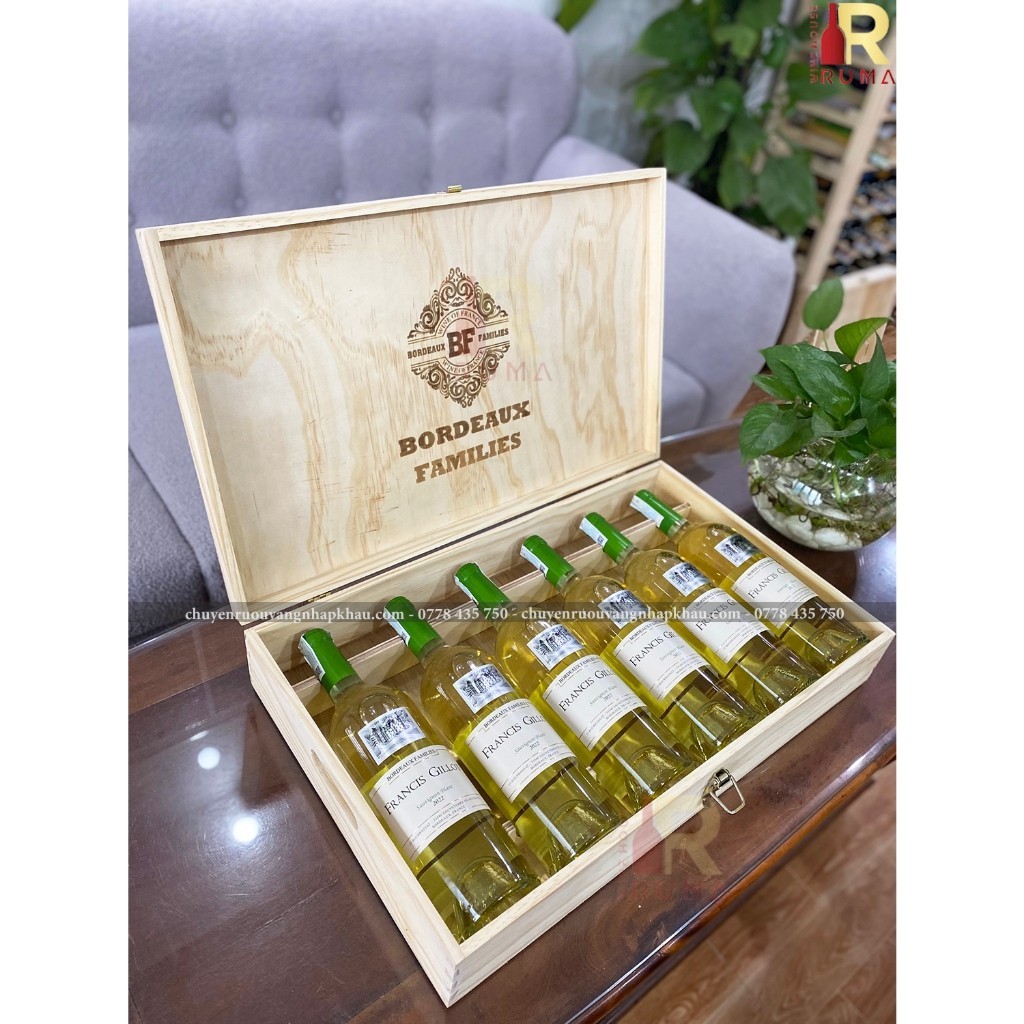Set quà tặng 6 chai vang Pháp Francis Gillot Sauvignon Blanc (vang trằng)