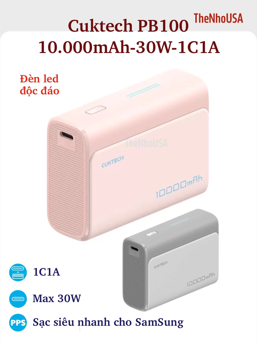 Pin sạc dự phòng ZMI Cuktech PB100 10000mAh 30W 1C1A PD PPS QC