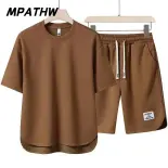 MPATHW  Bộ Đồ Nam Mùa Hè Phong Cách Vintage Áo Thun Tay Ngắn và Quần Short Hai Mảnh
