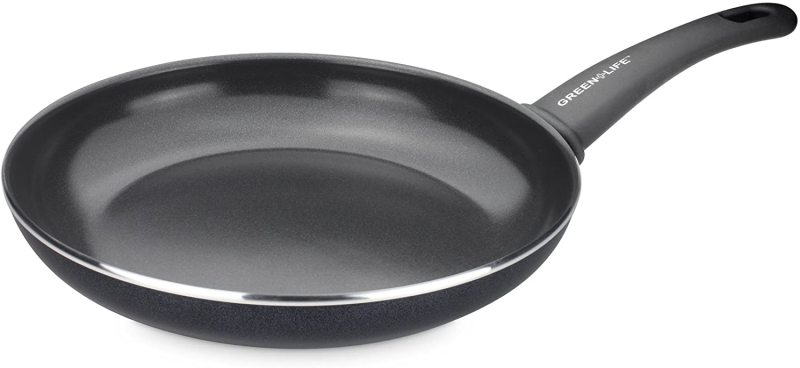 GreenLife 8 or 10 Inch Diamond Healthy Ceramic Nonstick Dishwasher Safe Oven Safe Stay Cool Handle Open Frypan Frying Fry Pan Skillet, Black Singapore