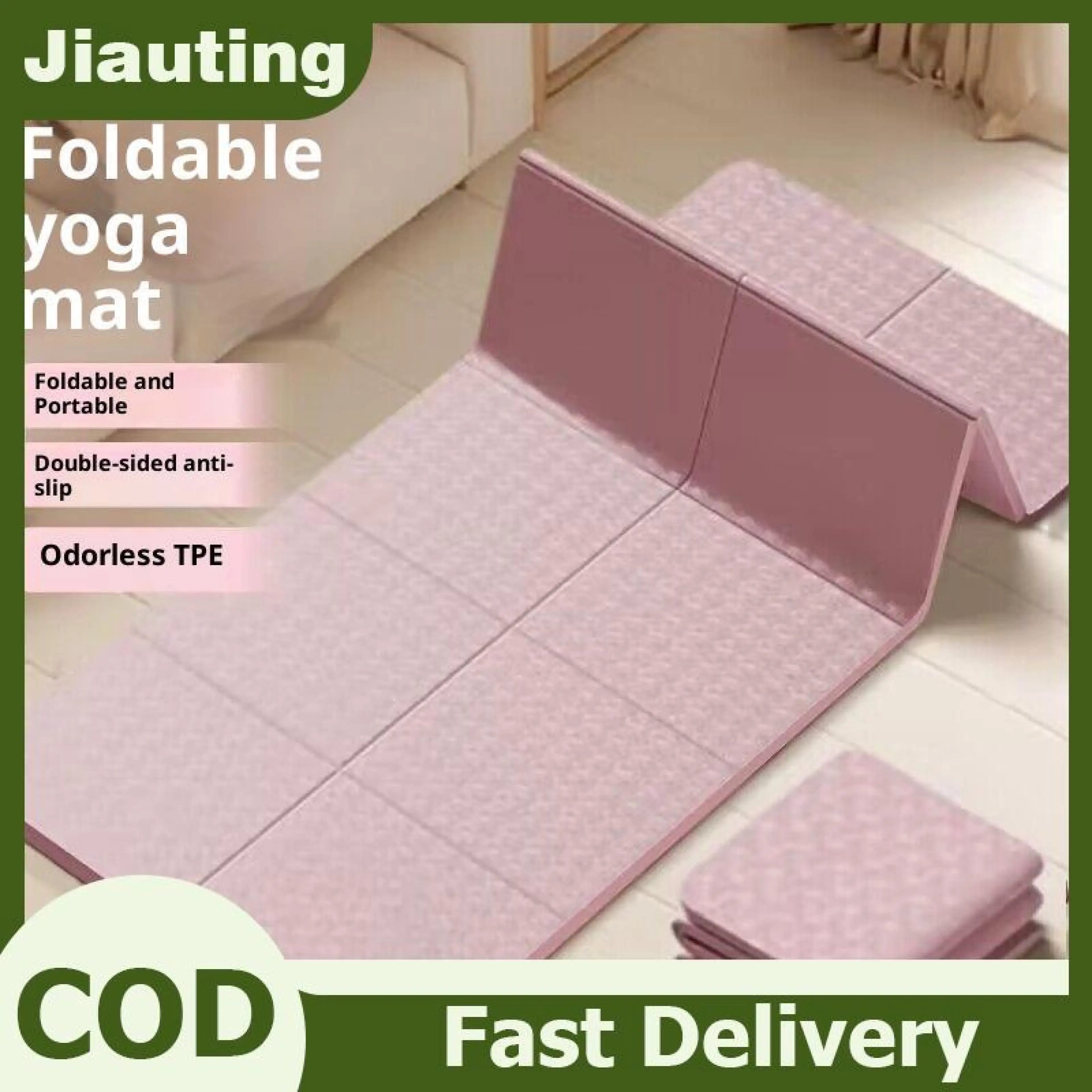 Jiauting เสื่อโยคะ TPE พับได้ หนา 4 มม. 183x61 ซม.