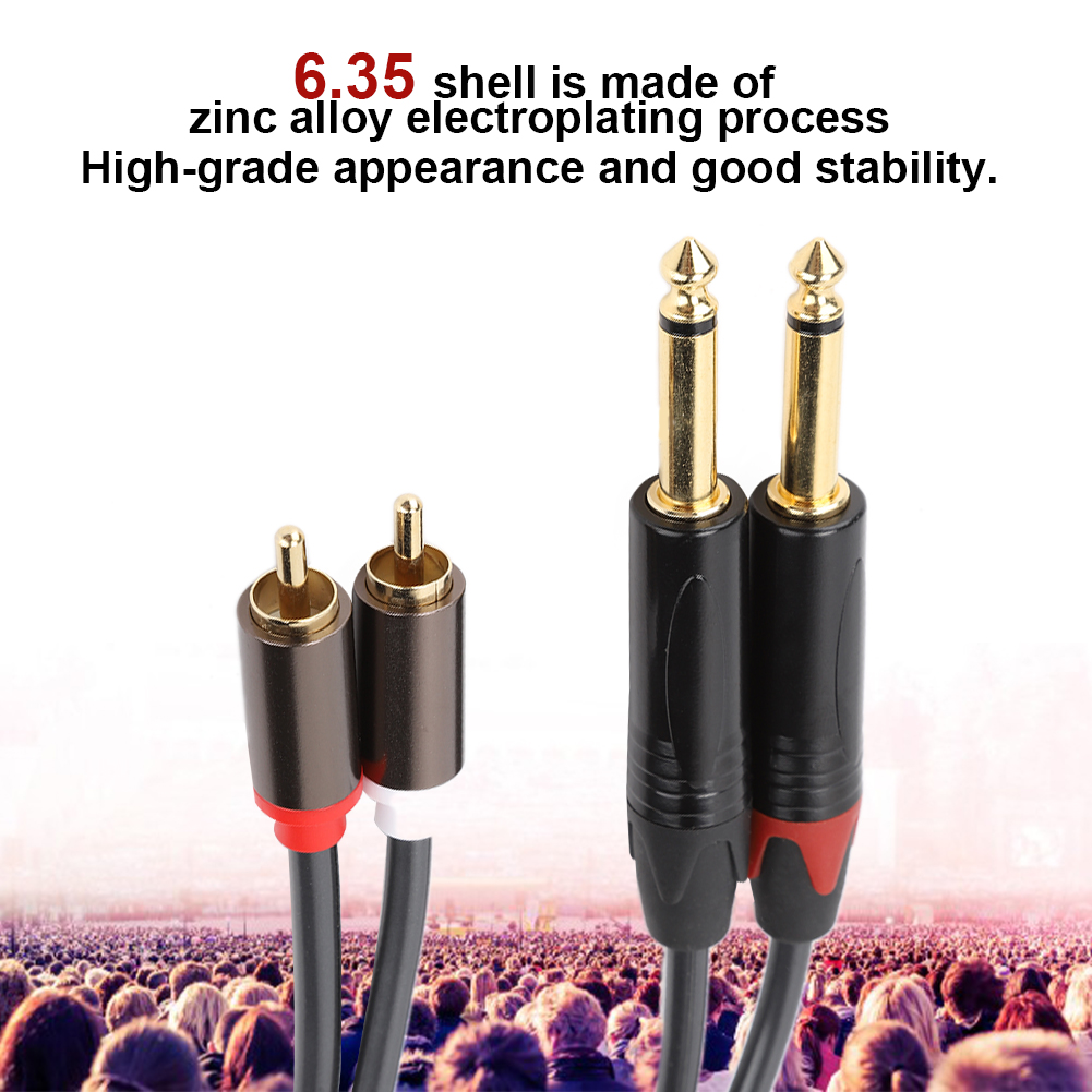 Cáp truyền âm thanh RCA mạ vàng kép RCA để kép 6.35 cáp cho Bộ chuyển đổi cho máy ảnh chuyên nghiệp đầu phát âm thanh mixer