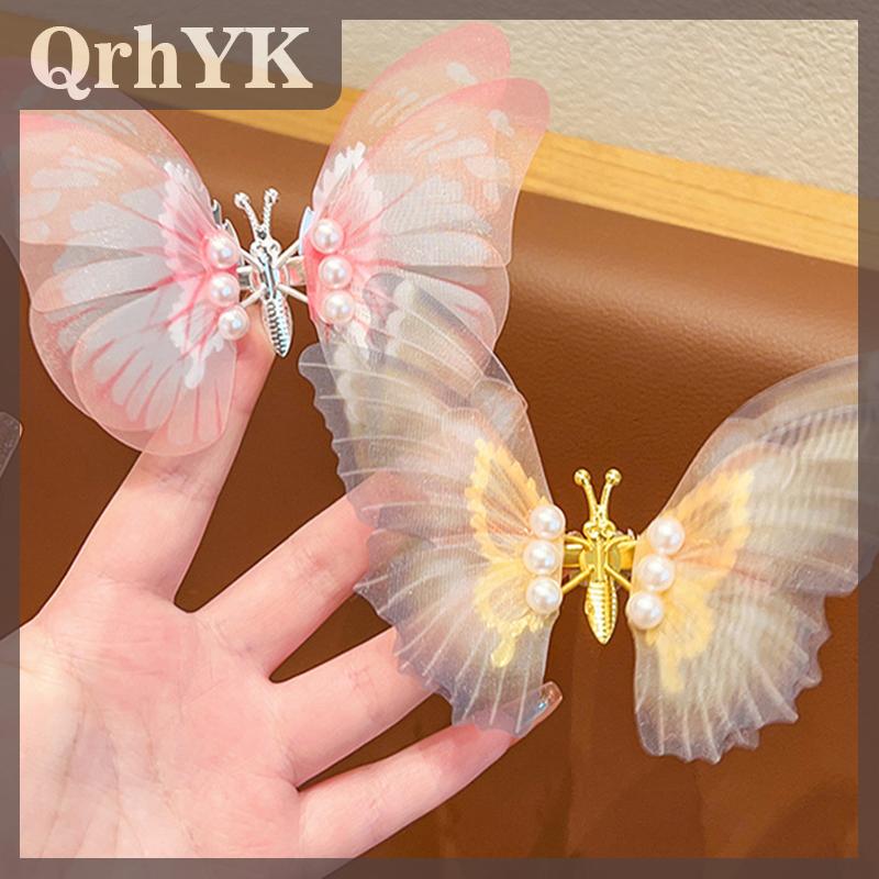 QrhYK Đẹp di chuyển cánh ngọc trai lớn bướm tóc Claw clip cho cô gái ngọt ngào tóc trang trí kẹp tóc trẻ em đáng yêu tóc phụ kiện