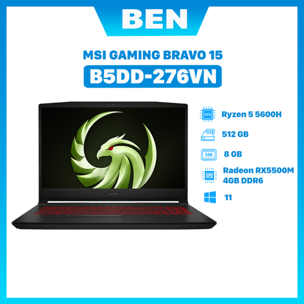 Bảng giá Laptop MSI Bravo 15 B5DD-276VN ( R5-5600H - 8GB - 512GB - 15.6 FHD - Win 11 ) - Hàng chính hãng - BH12T Phong Vũ