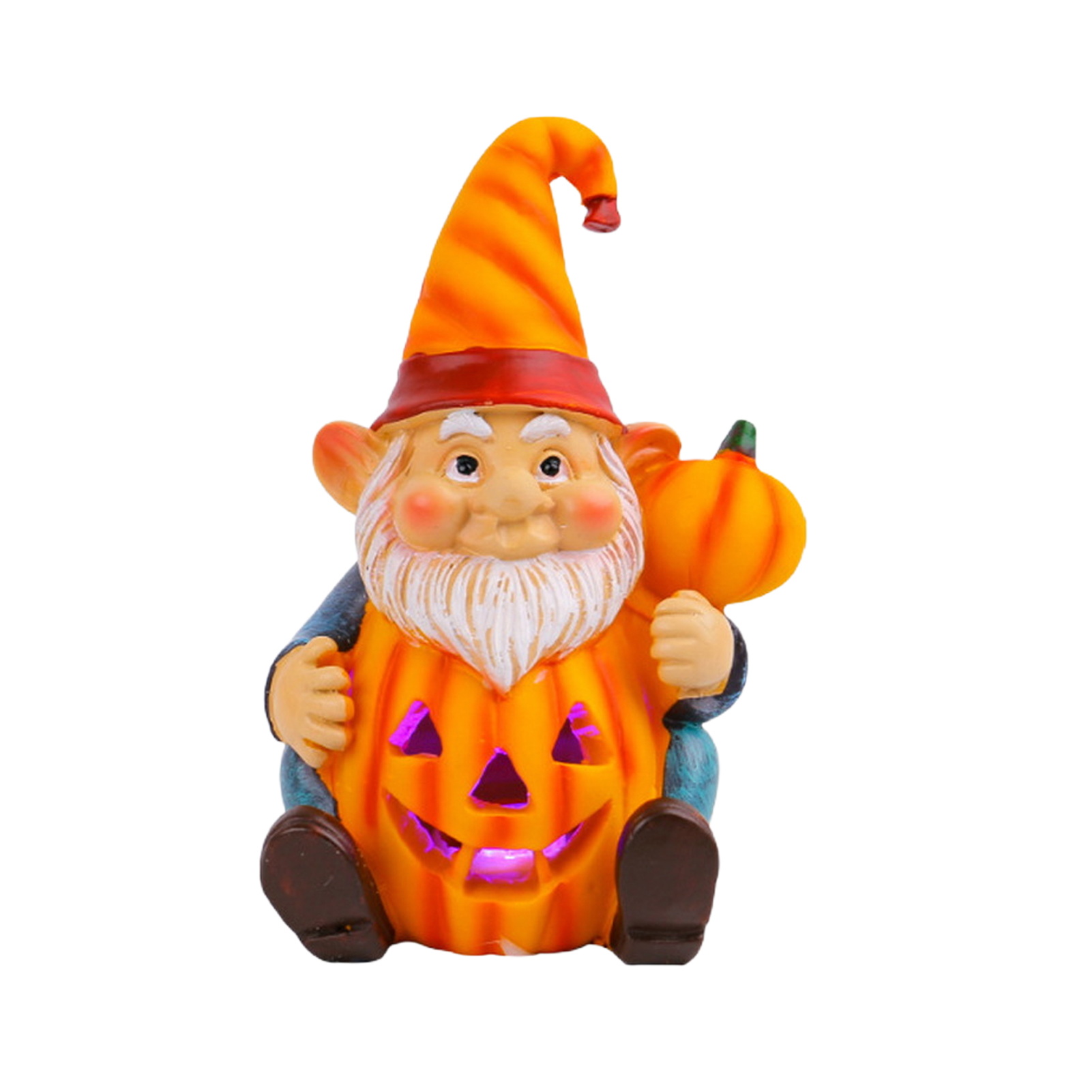 youlianba Quality Resin Halloween Decor Luminous Pumpkin Gnome Ornament Spooky Halloween Gnome Lantern Statue for Home Decor Luminous Pumpkin Dwarf Figurine for Yard Courtyard Favorite