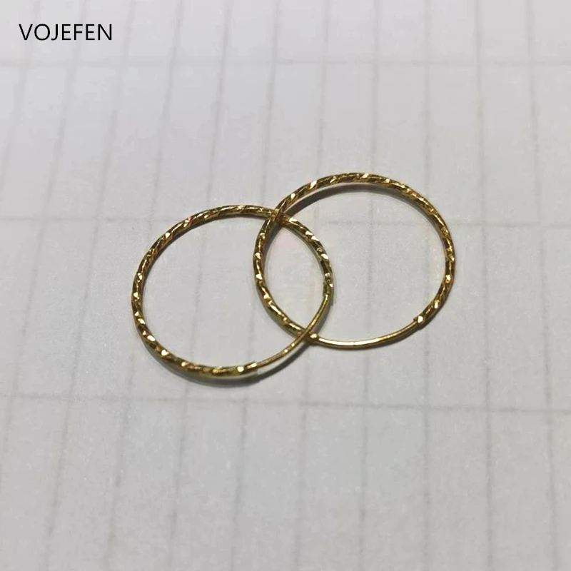[we4z] VOJEFEN 18K Pure Gold Earring Hoops Women Original Shiny AU750 Gold Pattern Round Large Earrings Charms Earing Circle Fine Jewel · v2