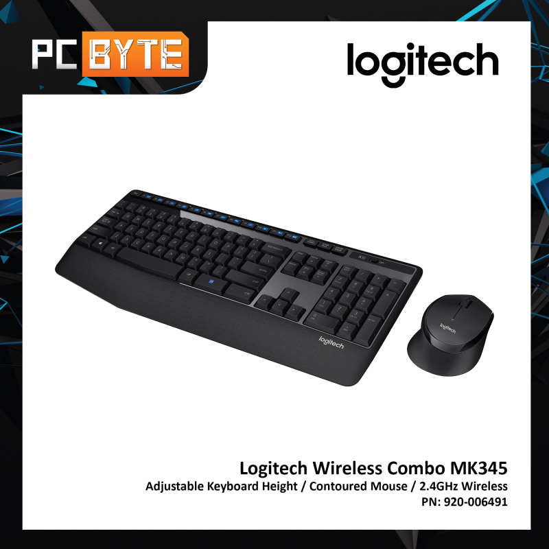 Logitech MK345 Wireless Combo - Full Sized Keyboard and Contoured Right-Handed Mouse Singapore