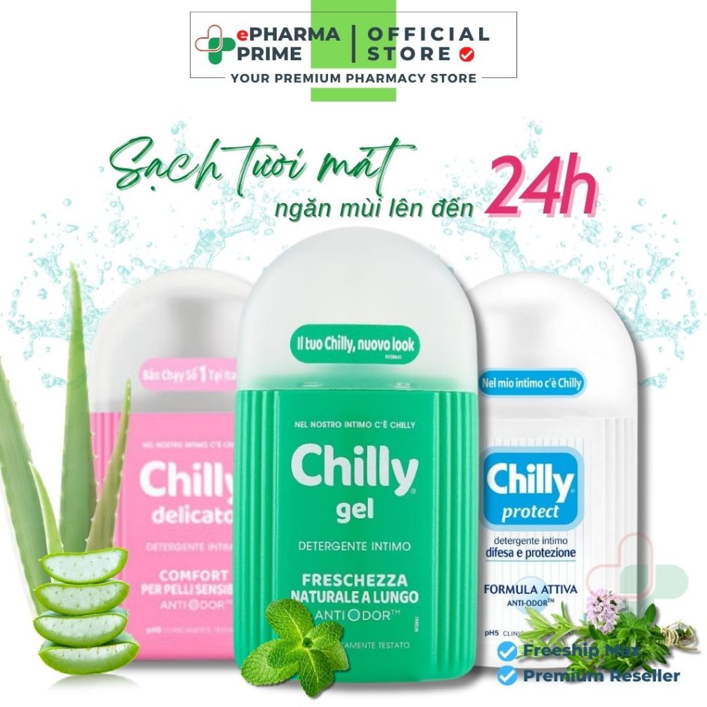 DDVS Phụ Nữ Chilly Sạch Sâu, Kháng Khuẩn, Ngăn Mùi Lên Đến 24h 200ml