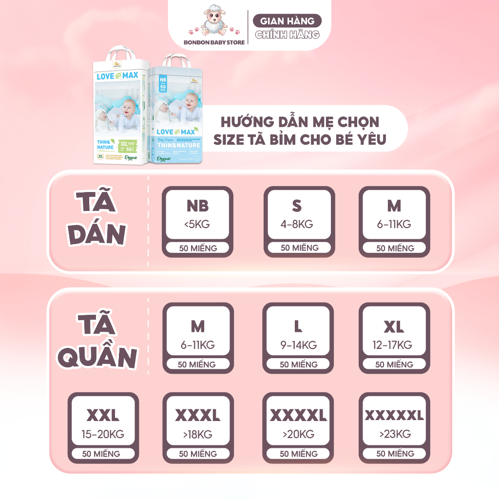 [1 BỊCH] Tã Bỉm Momotaro Momo Diamond Momo Nature Mới Love Max Cho Bé