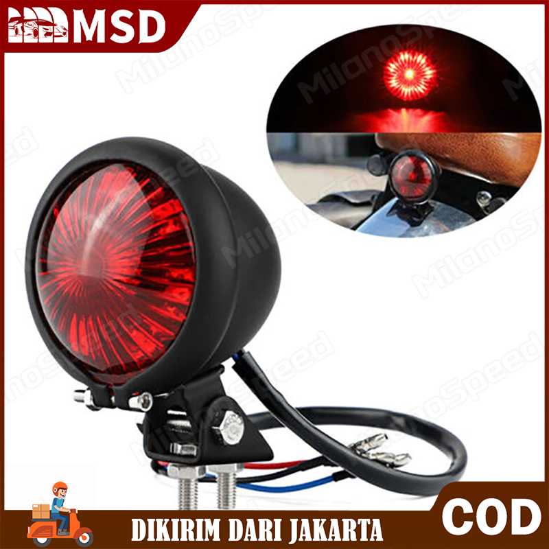 Aksesoris sepeda motor retro dengan lampu belakang yang telah dipasang untuk menjelajah ke pangeran logam lampu rem mobil lampu bulat Harga 60,750 rupiah*Gratis Ongkir