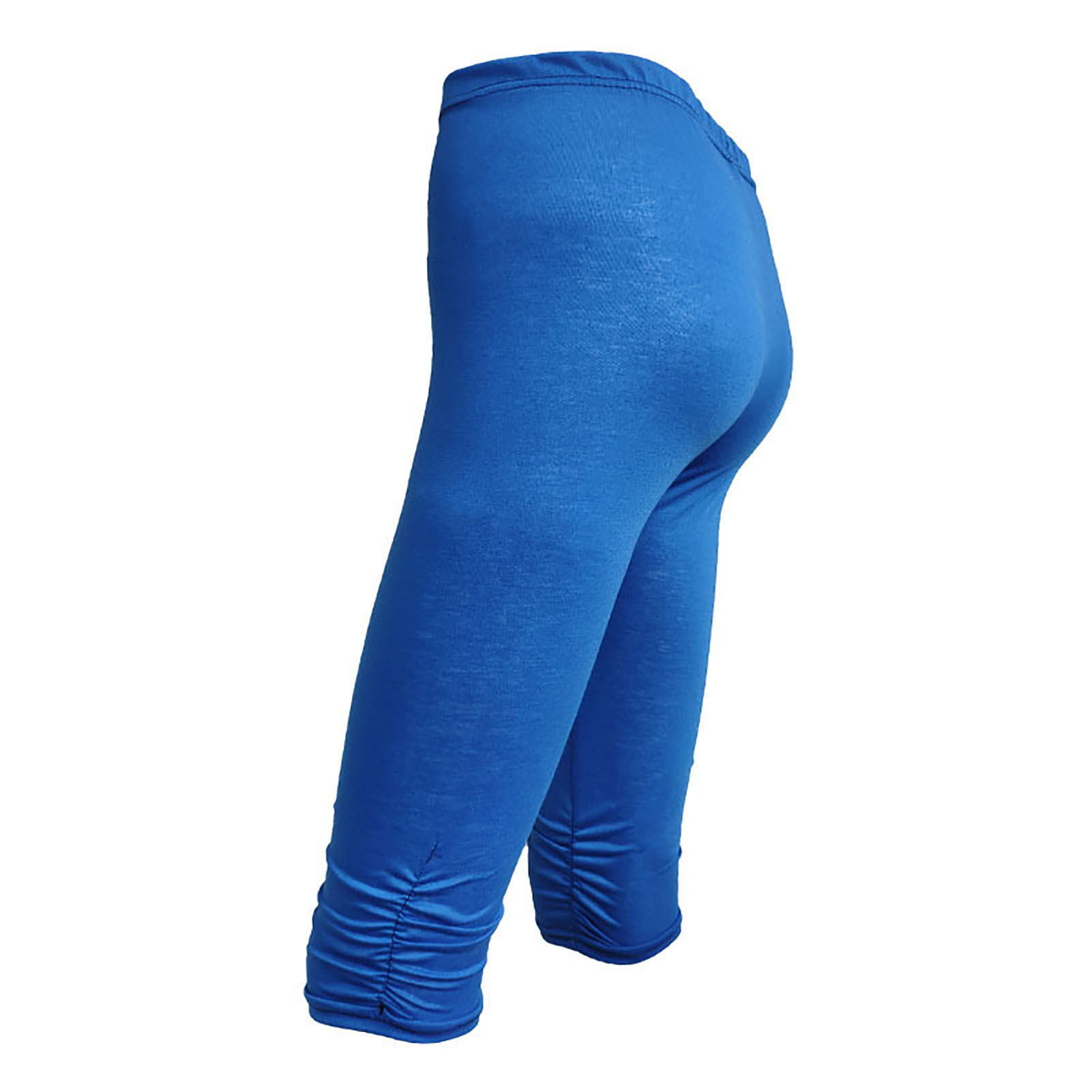 UHH Cropped Pants High Waist Solid Color Bottoms Mid-Calf Stretchy Women Leggings for Running Fashion Women Leggings - 4