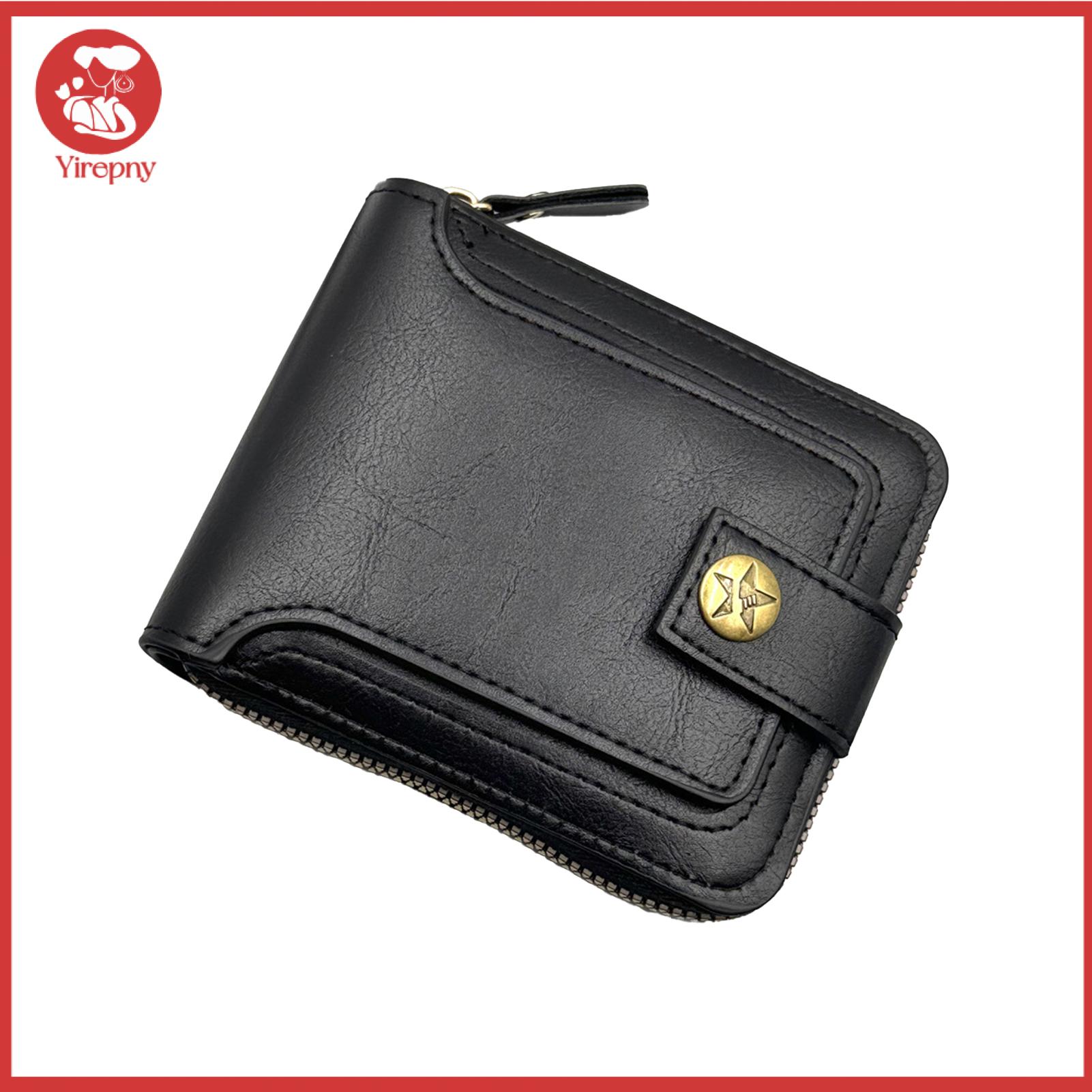 อุปกรณ์ไอทีและแก็ดเจ็ต Yirepny Id Window Wallet Wear-Resistant Wallet Men's Vintage Faux Leather Wallet Large Capacity with Id Window Zipper Button Closed Anti-theft Front Pocket Multi-slot Credit Card Holder – for Everyday ราคา 159 บาท*ส่งฟรี