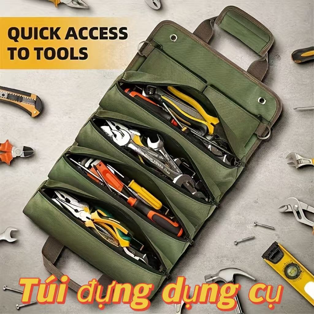 Túi Dụng Cụ Dạng Cuộn Bằng Vải Oxford - Túi Đựng Dụng Cụ Ô Tô Đa Năng, Túi Đựng Đồ Điện