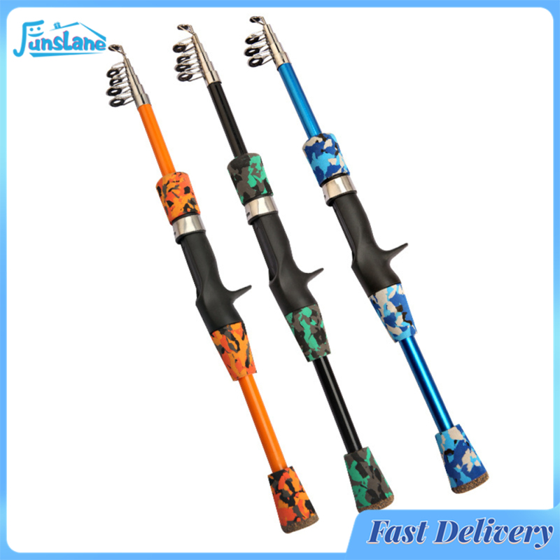 FunsLane Casting Rod Portable Fishing Rod Glass Reinforced Steel Mini Short Light Retractable Lure Rod For Travel Camping Outdoor Saltwater 4.3 / 4.9 / 5.9ft ราคา 181 บาท*ส่งฟรี