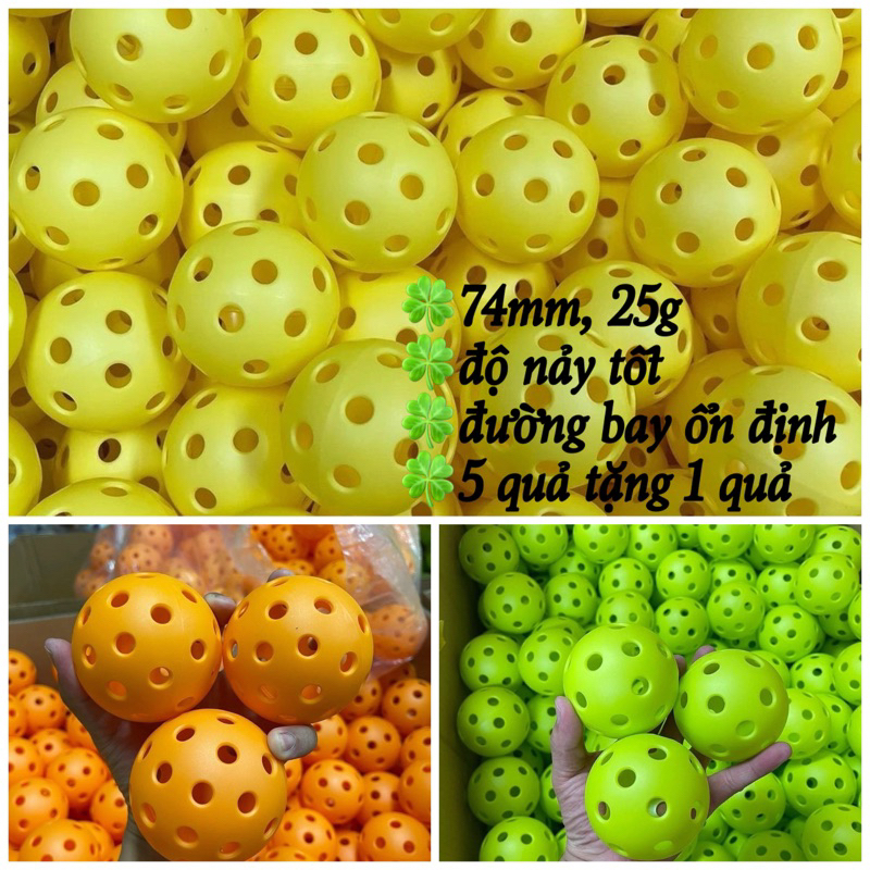 🍀Combo 5 quả tặng 1🍀 Bóng Pickleball 40 lỗ, 26 lỗ tiêu chuẩn thi đấu, tập luyện ngoài trời bền đẹp rẻ độ nảy tốt
