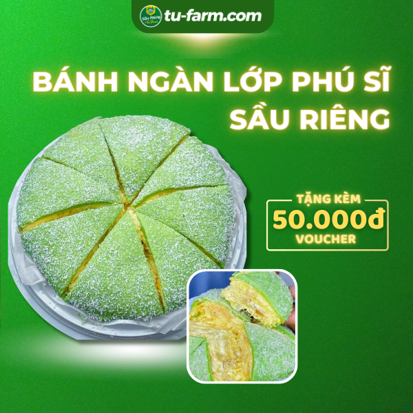[GIAO TPHCM] Bánh sầu riêng ngàn lớp Phú Sĩ-95% sầu riêng