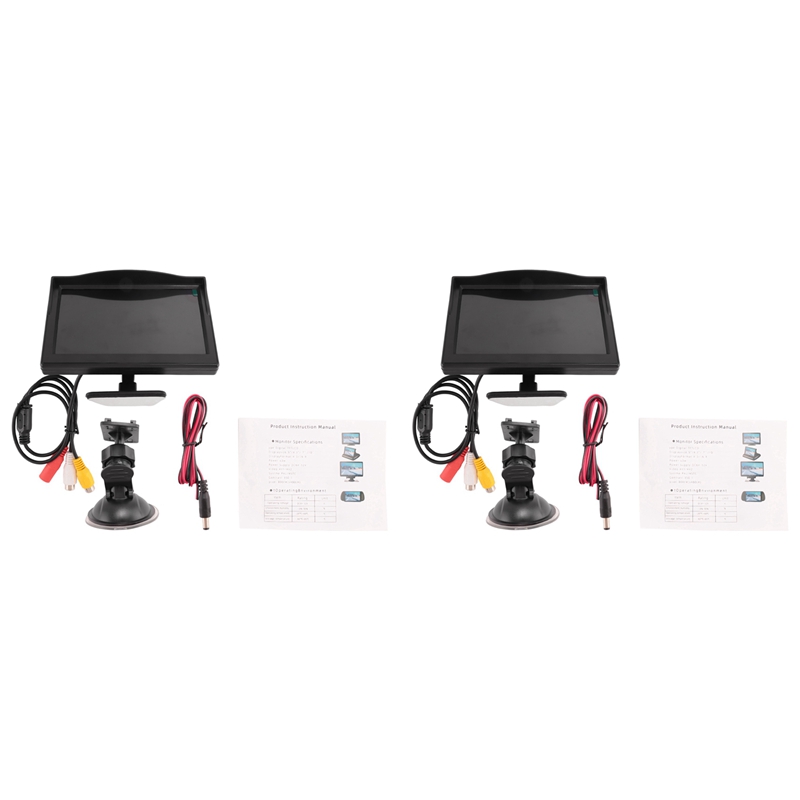 2pcs 5 Inch 800X480 TFT LCD HD Screen Monitor with Dual Mounting Bracket for Car Backup Camera/Rear View/DVD