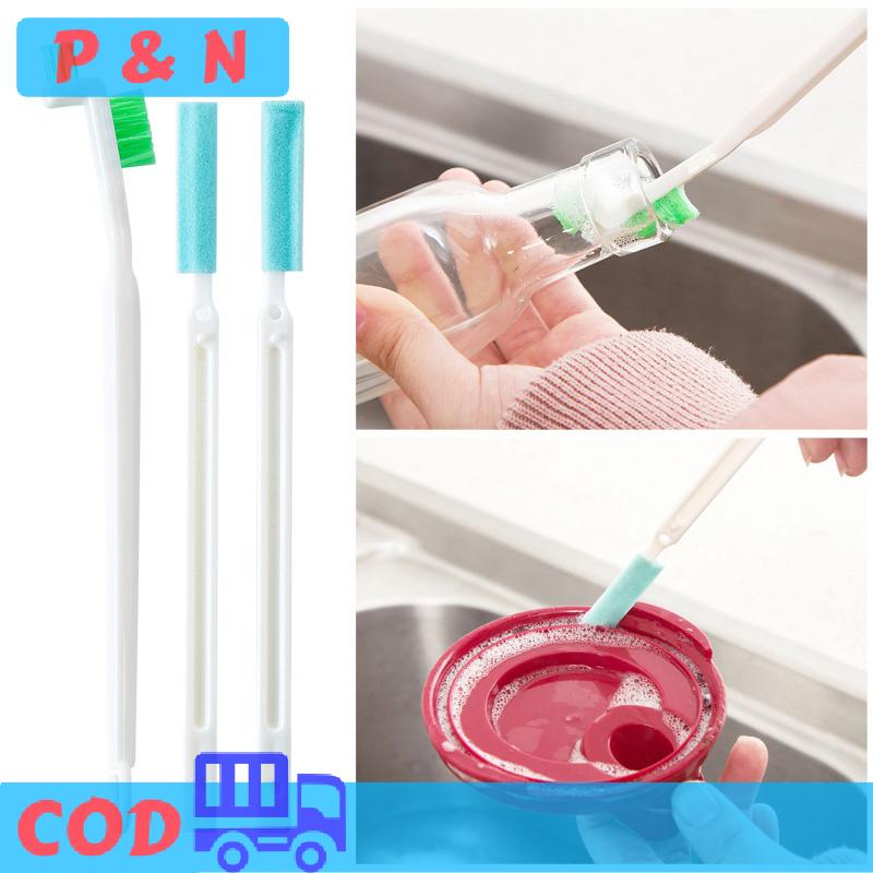 P&N 3 cái bộ nhỏ chai bọt biển làm sạch bàn chải nhà bếp phích ấm trà sạch hơn
