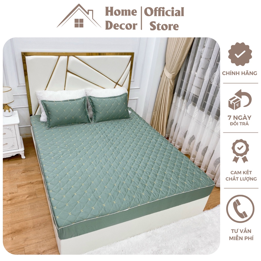 Bộ ga giường và vỏ gối phi lụa trần bông nhập khẩu cao cấp, bộ ga gối lụa bọc đệm công nghệ mới thoáng khí đủ size