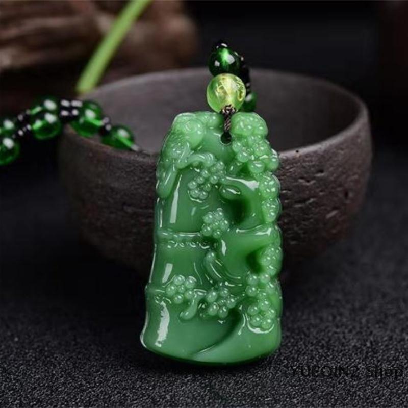 YUEQIN2 Shop Tự Nhiên Màu Xanh Lá Cây Trung Quốc Agate Rồng Rose Mặt Dây Chuyền Ngọc Vòng Cổ Thời Tr