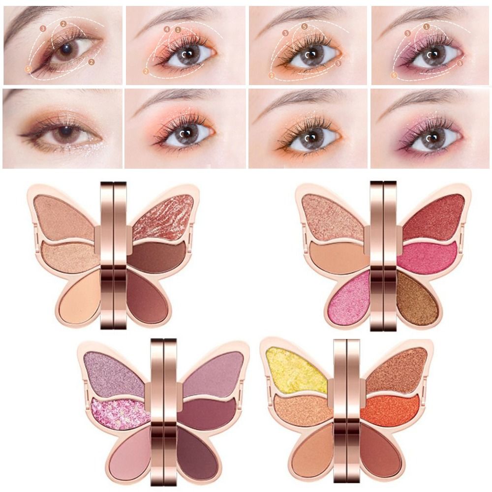 ELSFL Hình dạng bướm Bảng phấn mắt Mờ Bền bỉ Bảng phấn mắt lấp lánh Vẻ đẹp Làm sáng Phấn mắt tông đất Phụ nữ - 4