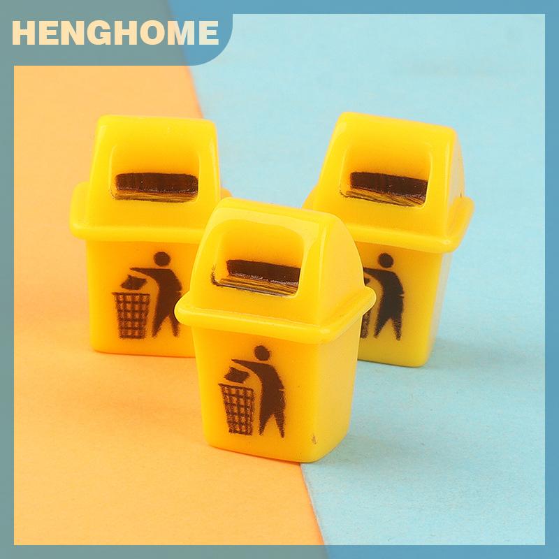 HENGHOME 3pcs thu nhỏ Thùng rác có thể mô hình Dollhouse phụ kiện nội thất cho ngôi nhà búp bê trang trí nội thất trẻ em chơi đồ chơi