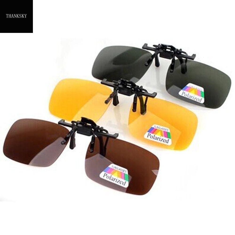 THANKSKY Màu đen Vàng Thời trang Lái xe Du lịch Tầm Nhìn ban đêm Clipon UV Bảo Vệ Clip-on Kính Mát Kính mắt Ống Kính Kính phân cực Lật Lên Kính