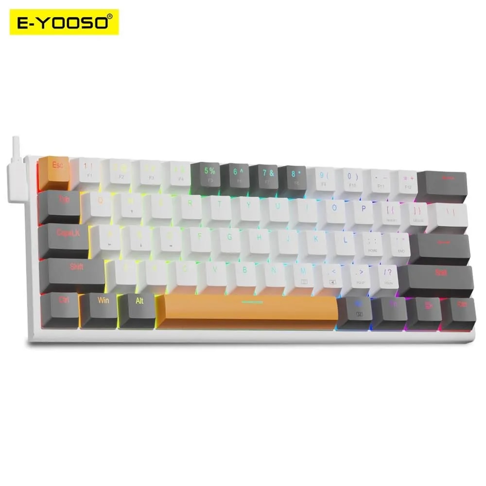 E-YOOSO Z11 RGB USB 60% Mini Bàn phím chơi game cơ xanh đỏ Chuyển Đổi 61 Phím cáp có thể tháo rời Có