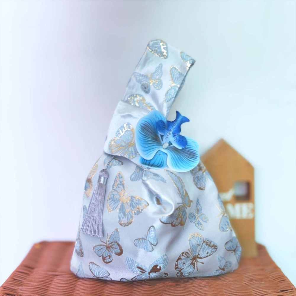 HERWK  dây chuyền hoa Túi đeo cổ tay Thắt Nút Tua Rua Ví đựng đồ Phụ kiện Hanfu Túi xách phong cách Trung Quốc mới Túi đựng mỹ phẩm Thanh lịch Túi nhỏ Bé gái - 4