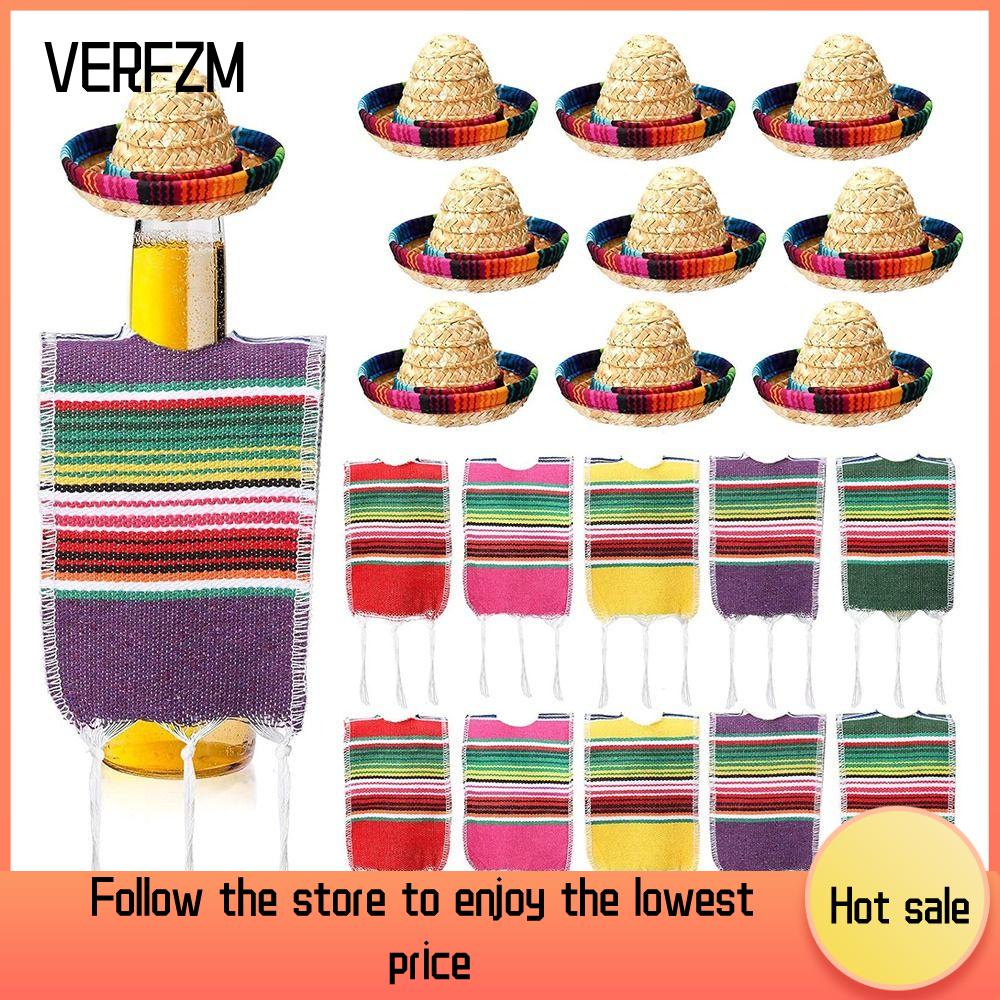 VERFZM SHOP Chủ đề Mexico Mũ sombrero nhỏ Trang trí lễ hội Đầy màu sắc Vỏ áo ponsô bia Đồ gia dụng Trang trí tiệc Mũ Rơm Mexico