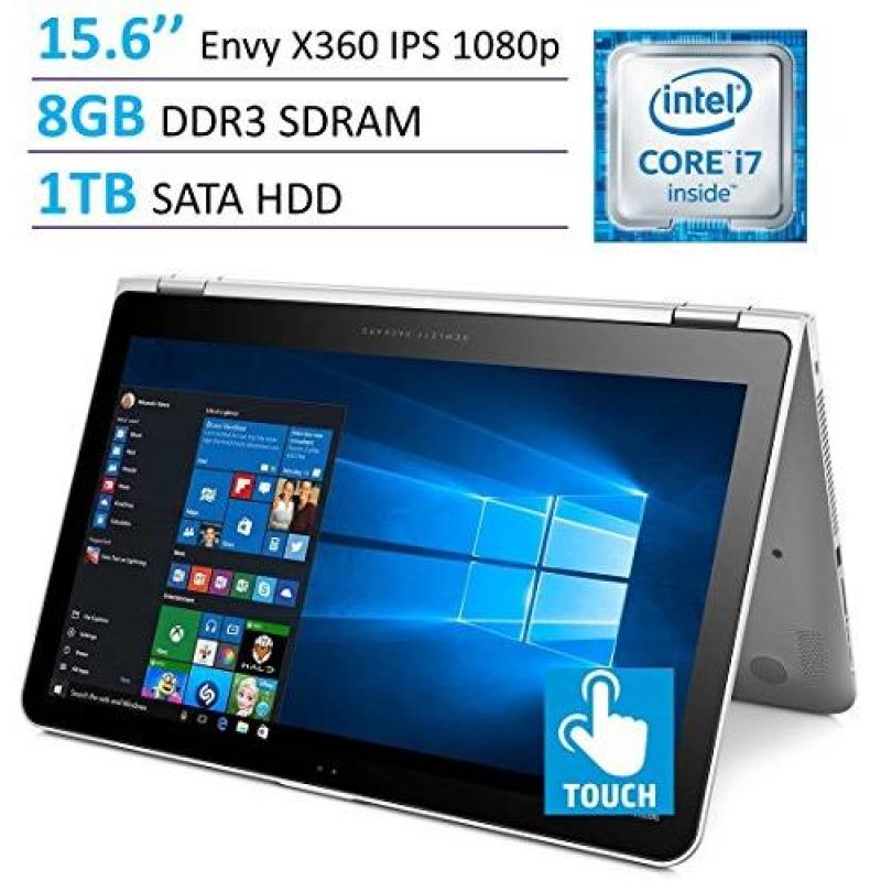 HP Envy x360 15.6 Touchscreen 2-in-1 IPS FHD (1920 x 1080) Laptop PC Intel Core i7-6500U 2.5GHz 8GB DDR3L RAM 1TB HDD Backlit Keyboard Bluetooth 4.0 HDMI B&O Play Windows 10