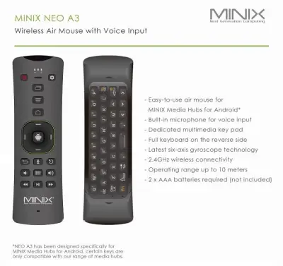 Android MINIX A3 Gyroscope Remote with Voice Input By Amconics