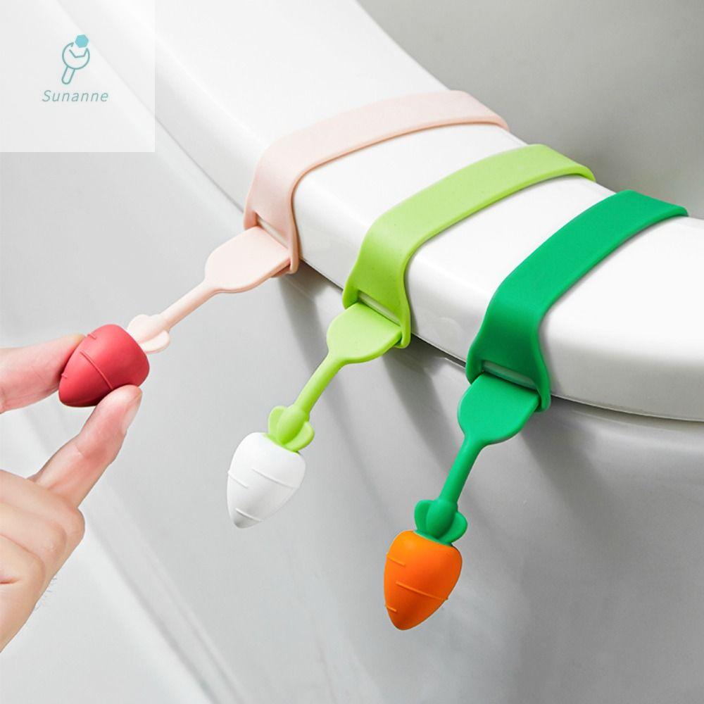 SUNANNE Hình củ cà rốt Dụng cụ nâng nắp bồn cầu Silicone Chống bẩn Tay cầm bồn cầu Di động Dễ thương Tay cầm nắp bồn cầu Hộ gia đình