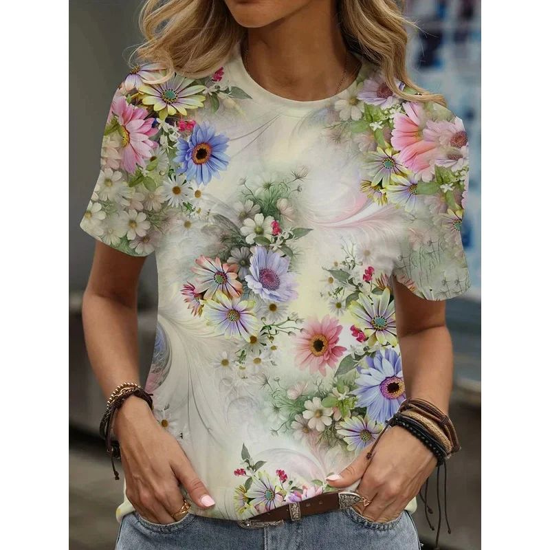 Mother's Day clothing Christmas Camisetas Ropa De Mujer Ofertas 3D Print T-shirts Floral Cartoon T-shirt 2025 Summer New Women's T-Shirt Clothes Tees - ยี่ห้อ OEM ราคา 5,682 บาท*ส่งฟรี