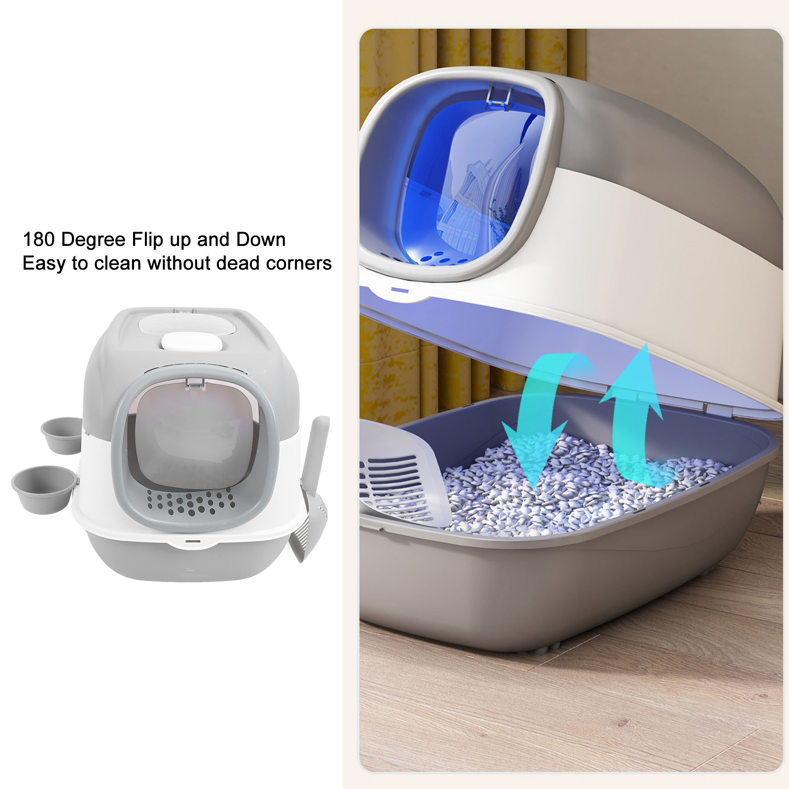 Kèm theo khay cát đi vệ sinh cho mèo 15.7x22 x 15.7in bằng chứng mèo Khay cát khay bao phủ chỗ đi vệ