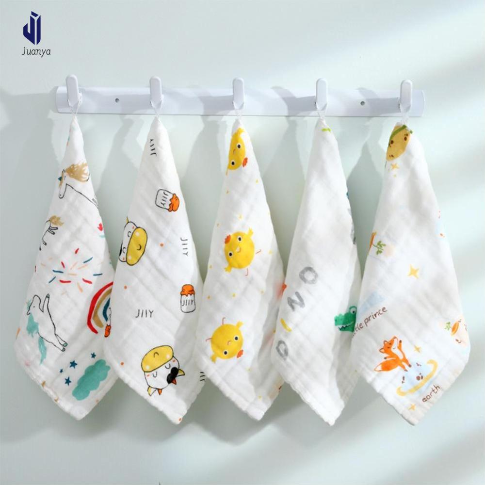 Juanya 25*25cm Cotton Muslin vuông khăn lau trẻ em 6 lớp gạc chảy nước dãi Yếm đa năng nhẹ nhàng lau bé Essential Quà Tặng