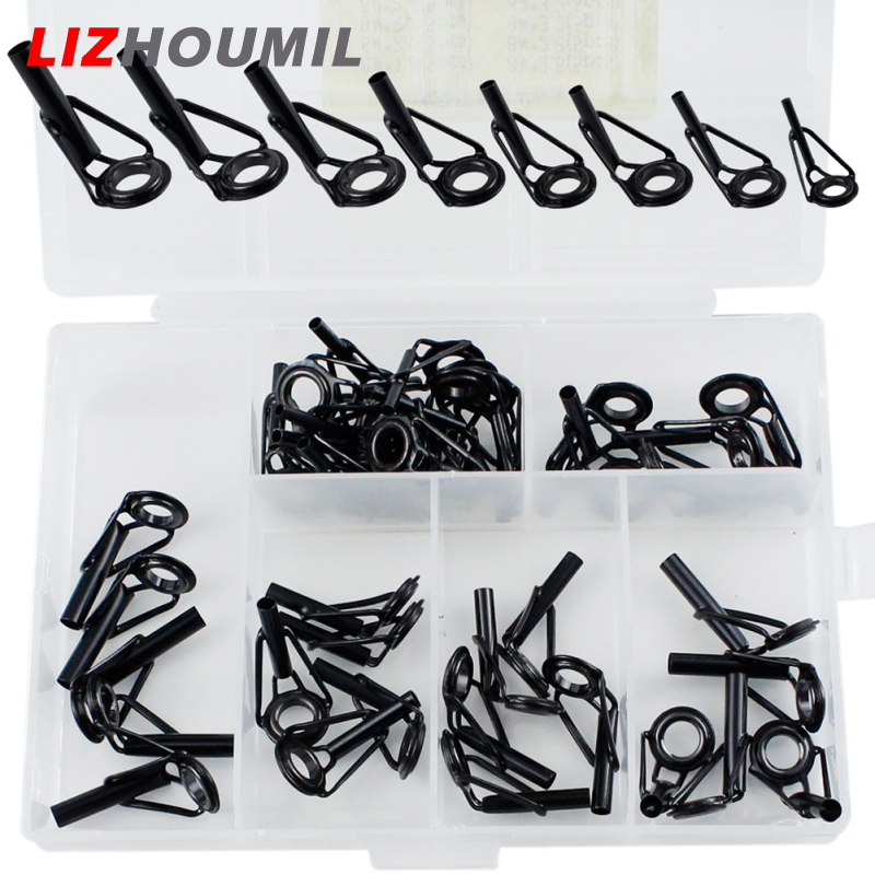 LIZHOUMIL 40PCS Fishing Rod Guide Ring Rod Tip Repair Kit Ceramic + Stainless Steel Repair Replacement Kit With Box Package For Outdoor Freshwater Saltwater Fishing Accessories ราคา 134 บาท*ส่งฟรี