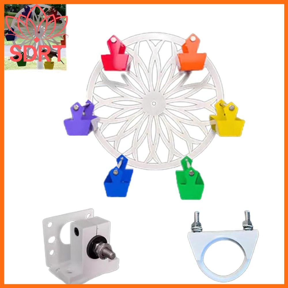 SDRT Sắt Bánh xe đu quay cho chim ăn Treo ngoài trời Với 6 xô Quay cho chim ăn Sáng Tạo Máy nạp bánh xe quay nguyên bản Dành cho bạn bè lông vũ